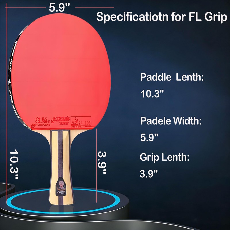 DHS Ping Pong Paddles with Fabric Paddle Cover Case，Sticky Rubber