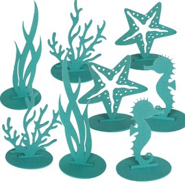 8Pcs/Pack Green Mermaid Party Decoration DIY Felt Table Centerpiece Under The Sea Party Decorations for Ocean Theme Girl Little Mermaid Birthday Baby Shower Party Supplies