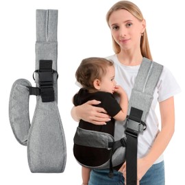 GoaePode Baby Carrier with Side Support Straps, Hands Free Adjustable Toddler Sling Carrier, Portable Infant Wrap Carrier with Cushioned Shoulder Straps, Ergonomic M-Shape Leg Support (Grey)
