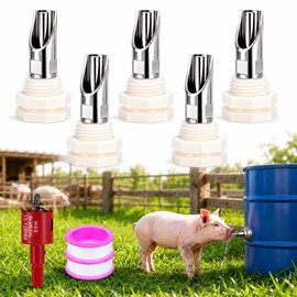5pcs Pig Nipple Waterer for Barrel Kit – Automatic Stainless Steel Pig Drinker Feeder with Leak-Proof Connectors, Hole Opener Included, Easy DIY Installation Watering System for Pigs, Piglets, Goats
