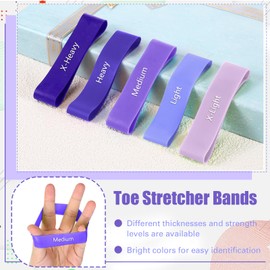 WinnerWhy Set of 5 Toe Stretcher Bands Toe Bands for Bunions Foot Stretcher Resistance Bands with Carry Bag Bunion Bands for Correct Alignment Ankle Exercise Bunion(Purple)