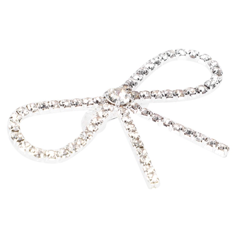 Rhinestone Bow Brooch, 10PCS Small Silver Bow Brooches, Diamante Bow