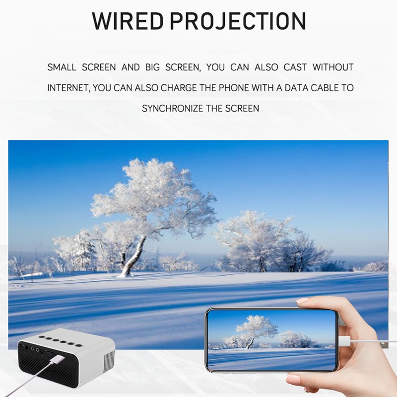 Mini Projector Multifunction HD 1080P WiFi Wireless Wired Screen Projection