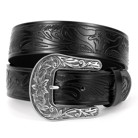 BELTROAD Vintage Western Belt with Buckle for Men and Women, Cowgirl Cowboy Belt, Men's Women's Western Belt, A Celebration Gift, Flower buckle - black
