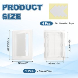 PATIKIL Access Panel for Drywall 95x145mm, 1 Set ABS Plastic Wall Hole Cover Access Door with Double-Sided Tape for Wall Ceiling Electrical, White