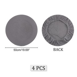 AHANDMAKER Bar Stool Covers, Round Stool Seat Slipcover, Grey Stretchy Stool Cushion Covers, Washable Dustproof Elastic Barstool Slipcover for Upholstered Furniture, Set of 4