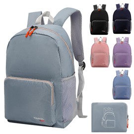 20-35L Lightweight Foldable Backpack, Student Backpack, Small Rucksack Water Resistant Durable Packable Backpacks for Women Men Outdoor Camping Travelling Walking Hiking Biking (Grey)
