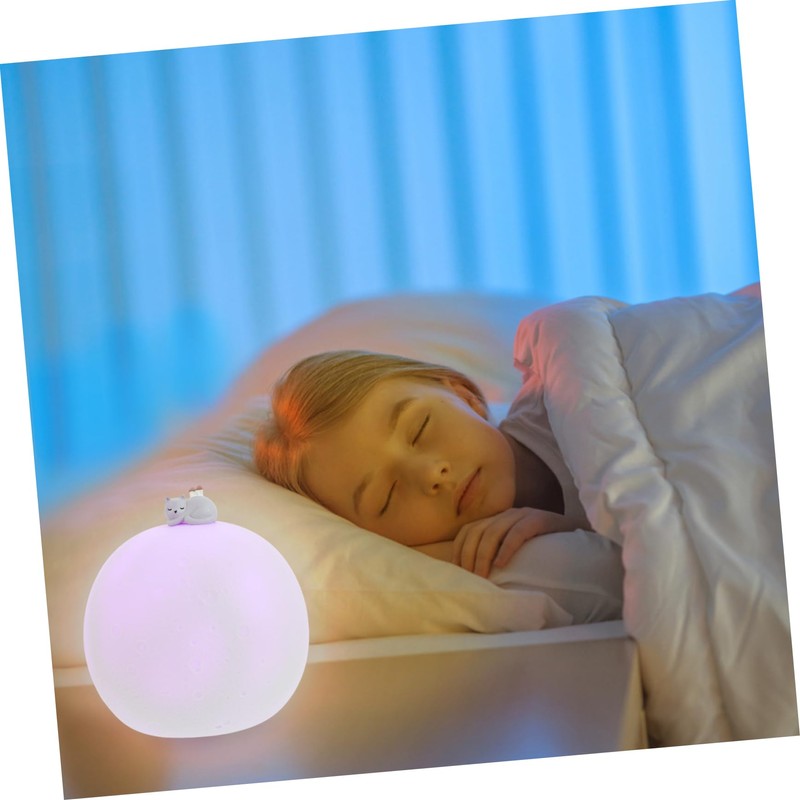GRIRIW Moon Night Light Small Nightstand Lamp Charging Led Bedside