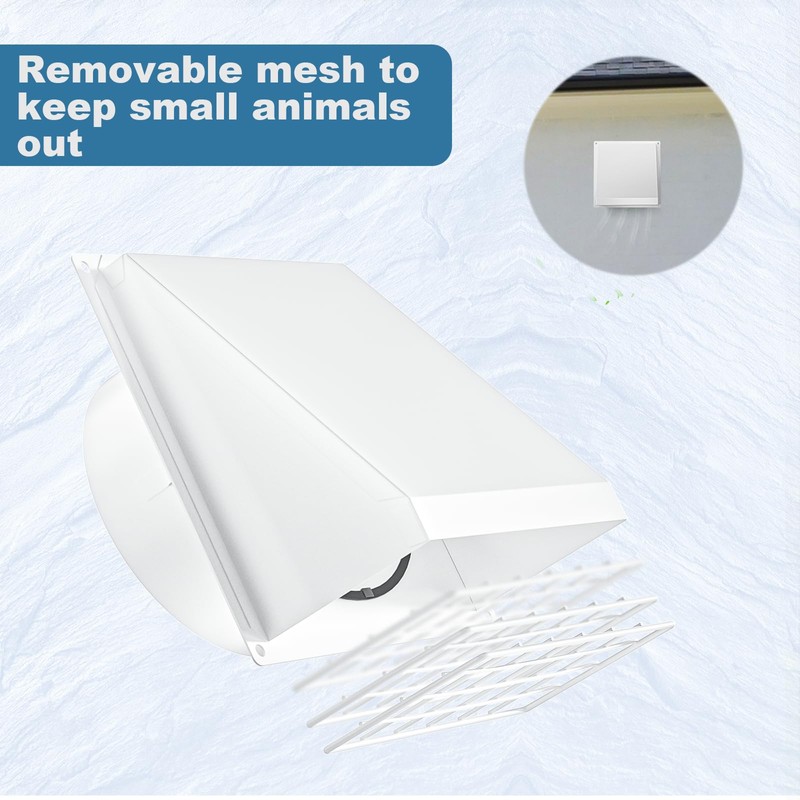 Hon&Guan Dryer Vent Cover Outside with Removable Mesh, Wall Mount