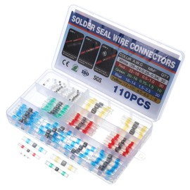 MECCANIXITY 110pcs 26-10 AWG Solder Seal Wire Heat Shrink Butt Connectors Waterproof Solder Sleeve for Marine, 8xYellow 32xWhite 30xRed 30xBlue 10xGreen