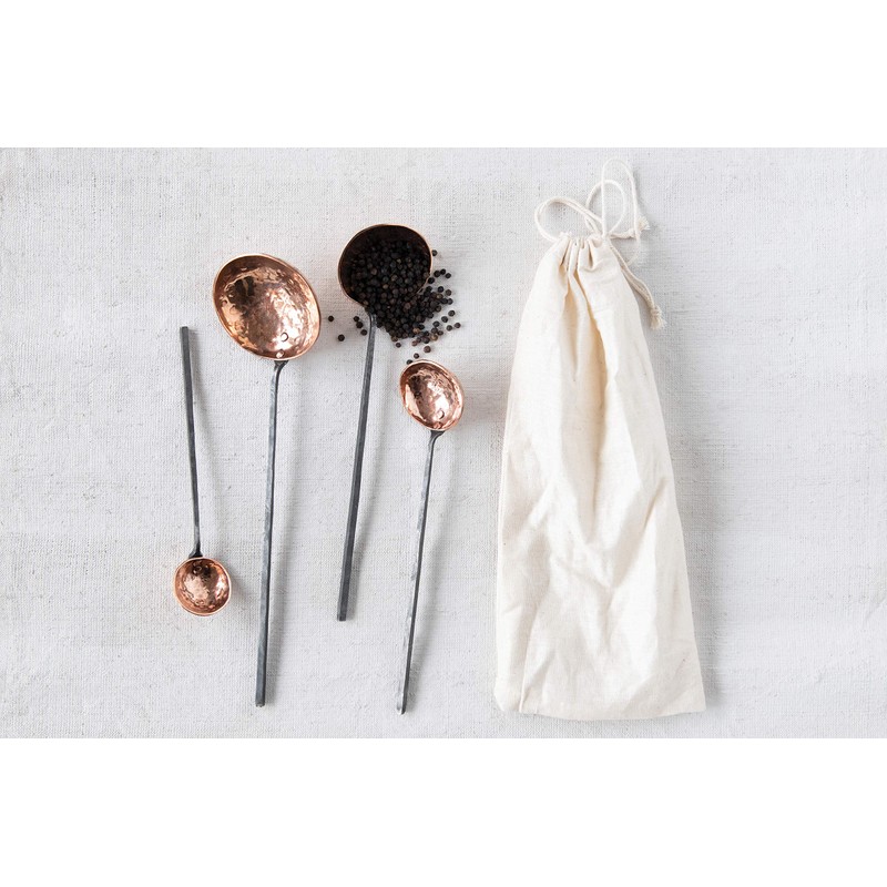 Creative Co-Op Farmhouse Textured Copper Ladles with Metal Handles, Set