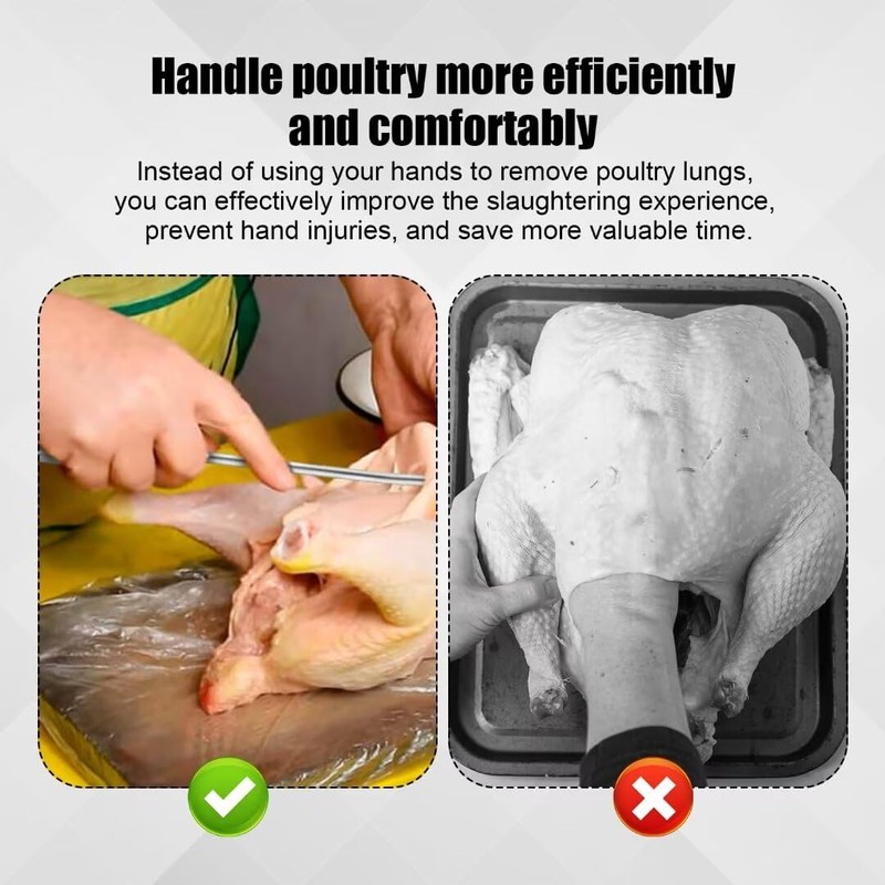 NQEUEPN Stainless Steel Chicken Lung Remover, Angled Head Poultry Lung
