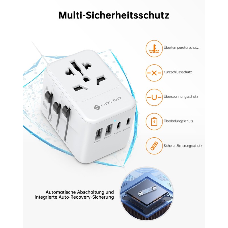 NOVOO Travel Adaptor Worldwide 21 W
