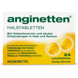 anginetten Throat Tablets | Pain Relieving Lozenges Honey Lemon Flavour | For Sore Throat, Redness and Swelling in the Mouth | Soothes the Neck and Disinfects the Mouth | 2 x Pack of 24