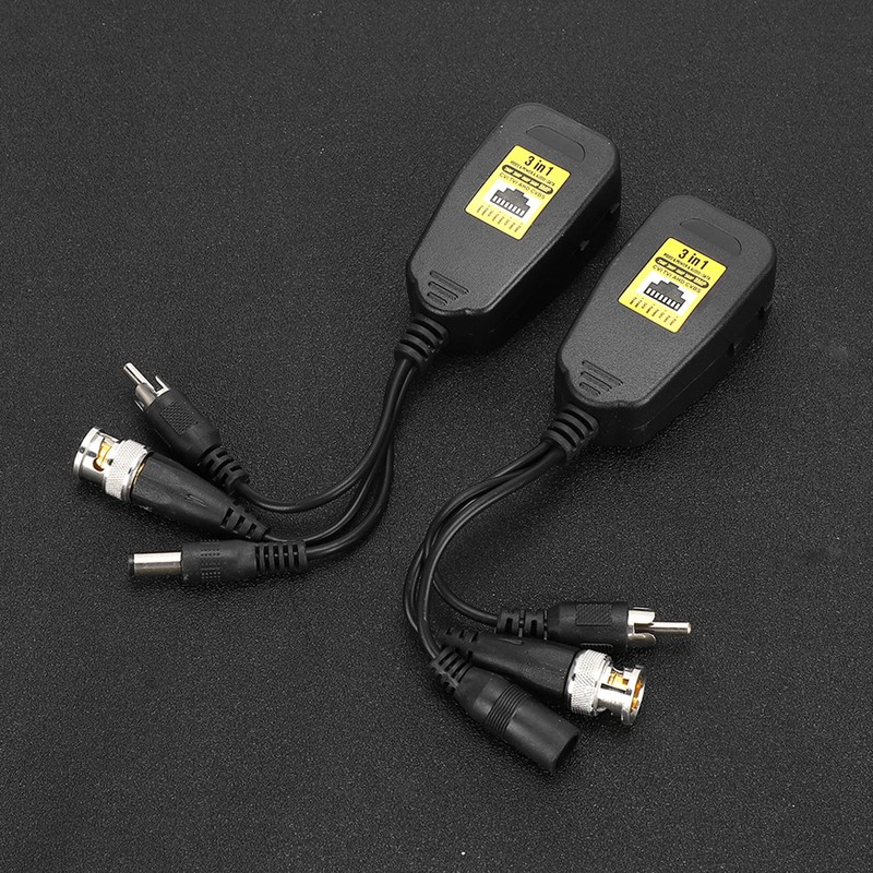2Pair 3 In-1 PowerVideoAudio Balun Connector Transmitter 8MP CVi AHd