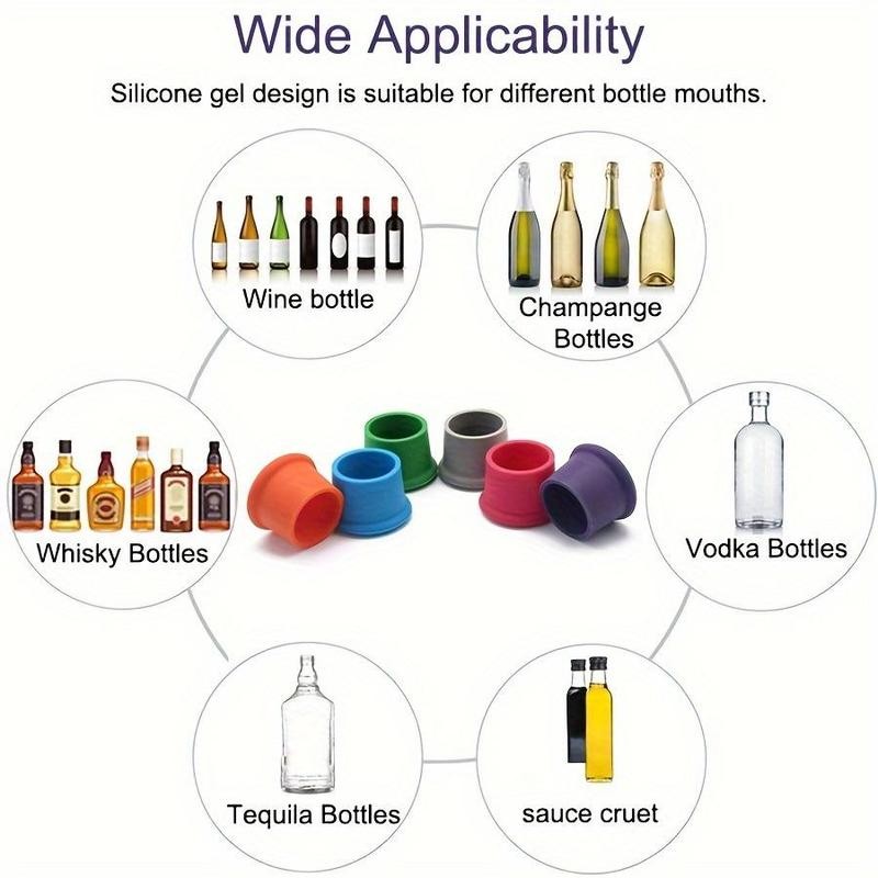 Silicone Wine Bottle Stopper, 6 Counts Reusable Silicone Wine Stopper,