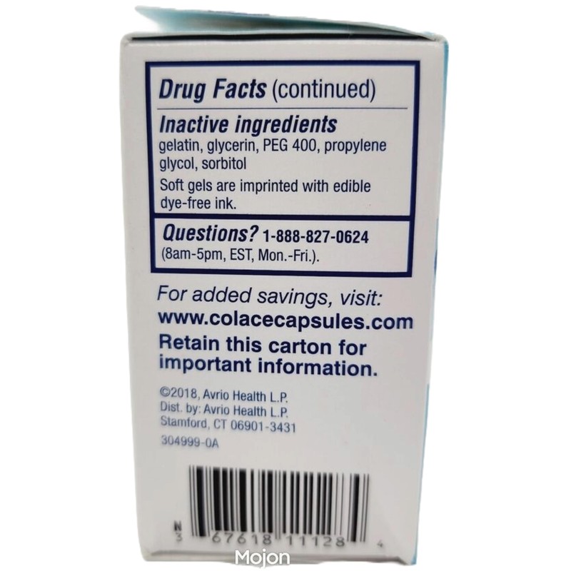 Colace Clear Docusate Sodium Stool Softener 50mg, 28 Count Per