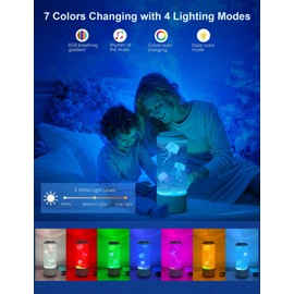 BestYiJo Jellyfish Lamp, Jellyfish Aquarium Light Mood Lighting with 7 Colour Changing, 4 Modes Lighting for Decor Home Office Relax Night Light Great Gifts for Kid