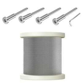 TooTaci 50 Pack 1/8 Invisible Cable Railing Kit with 500FT 1/8 T316 Stainless Steel Cable for 2×2 Railing Posts of 1/8 Deck Cable Railing Kit