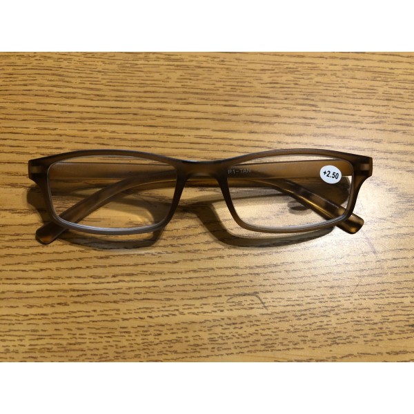 Apollo Reading Glasses +2.50 Tan with Clear Cases Fast Shipping