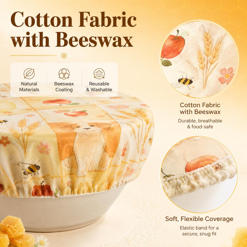3 Pcs Beeswax Bowl Covers for Bread Proofing, Reusable Sourdough