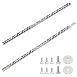 Mormchlots 2Pcs 438mm/17.24" Silver Stainless Steel Drawer Slides, Small Drawer Rails, Ball Bearing Two Way Slide Track Rail, with Mounting Screws(1 Pair)