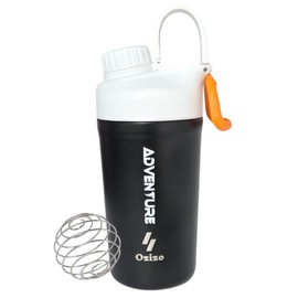 Ozizo Protein Shaker Bottle, Insulated Stainless Steel, Leak-Proof with Mixing Ball, White (Black, 20 Ounces)