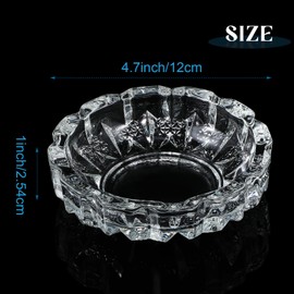 Timgle Glass Ashtray, 4 Packs Round Crystal Ash Tray for Home Clear Ashtrays Portable Heavy Duty Decorative Office Patio Indoor Outdoor (Vintage)