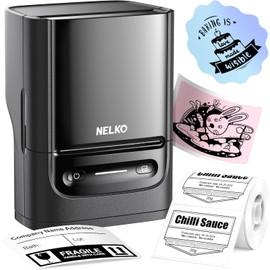 Nelko Labelling Machine with Tape, PM220 Bluethooth Label Printer, Portable Thermal Printer for Small Business, Address, Logo, Clothes, Mailing, Sticker Printer for Phones & PC, Black