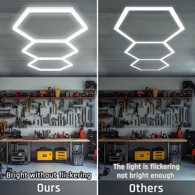 X-litall Hexagonal LED Garage Light, Lightweight Super Bright 128W 5000K