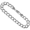 Sterling Silver Double Link Charm Bracelet 9 mm Large Nickel