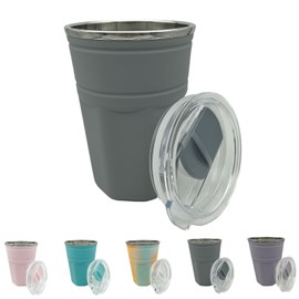 Kriklar 18.6oz Travel Mug, Quick Cooling Refrigeration Cup, Freezer Cup, Freezer Jug, 550 ml Double Wall Cups, Stainless Steel Cup with Lid and Straw, Freezer Cups, Keep Drink Cold （Grey）