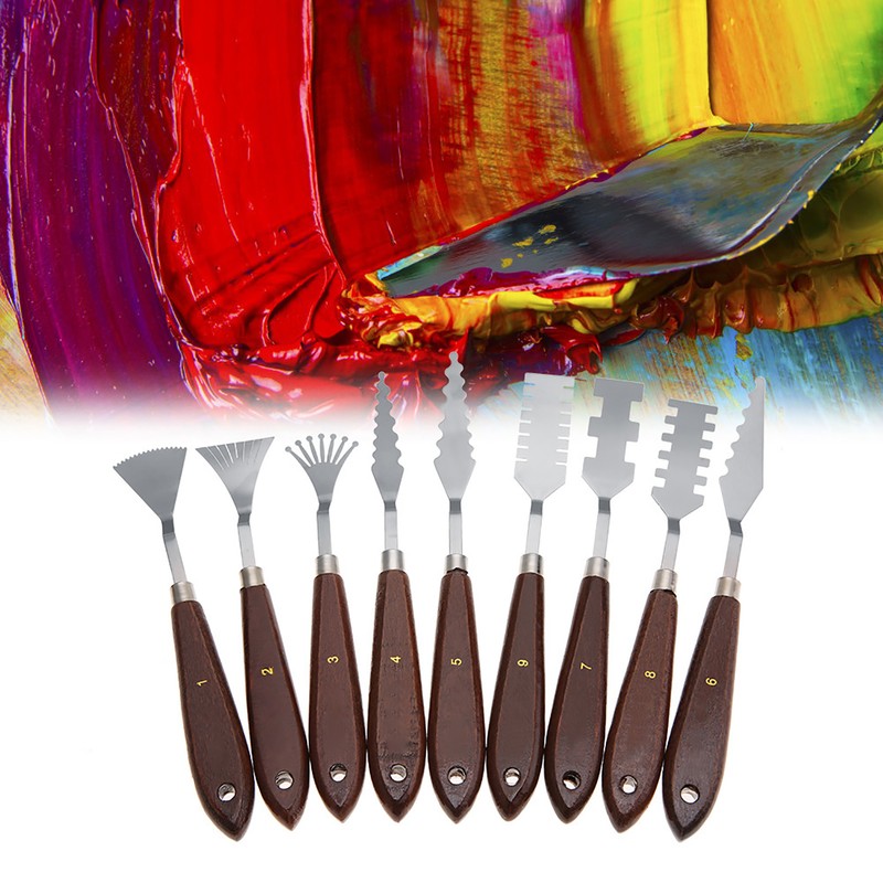 9PCS Professional Spatula Paint Mixture Scraper Set Artist Oil Painting