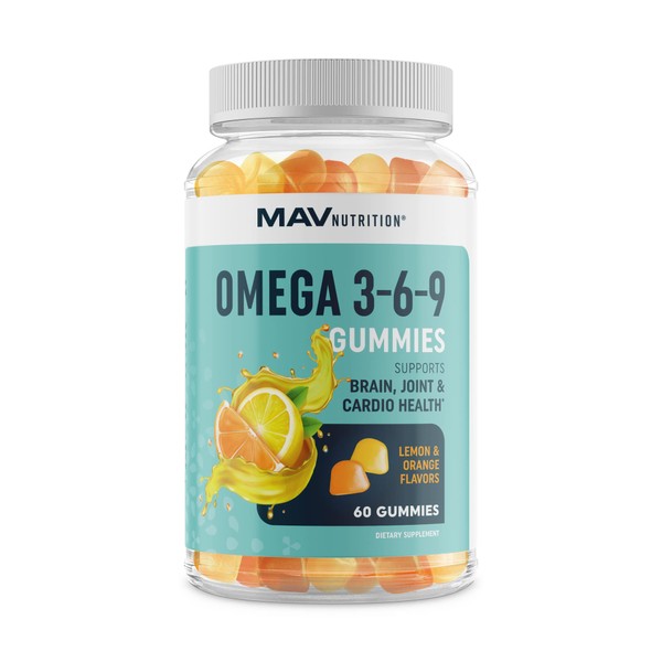 Omega 3 6 9 + DHA Gummies | Plant-Based Triple Omegas from Chia Seed Oil | with 50mg of DHA from Algae | Vegetarian, Non-GMO, Gluten-Free, Essential Fatty Acid Supplements for Adults | 60 Gummies