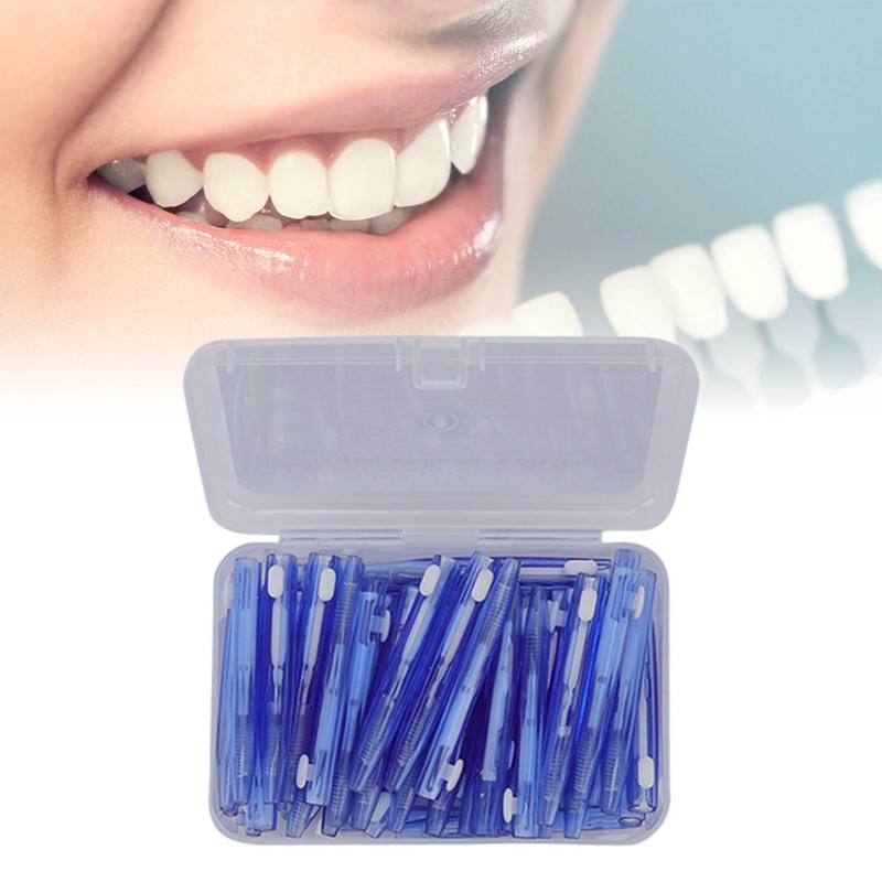 60Pcs Interdental Brush Practical Slim Braces Cleaner with PP Handle