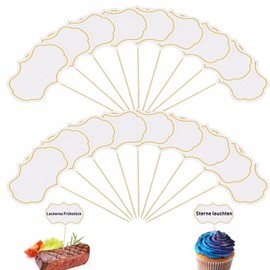 Pack of 50 Buffet Signs, Cheese Markers, White, Flags for Labelling, Cheese Markers, Buffet Signs, for Party Buffet, Tables, Weddings, Birthday Parties, Place Cards Labelling, Price Tags (White)