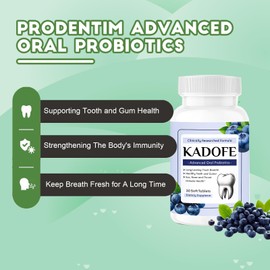 Kadofe Oral Probiotics for Gums and Teeth Health & Fresh Breath, 35 Billion CFU Advanced Oral Probiotics for Mouth Bad Breath, Combats Dry Mouth, Halitosis, 30 Tablets (Avocado-1pcs)