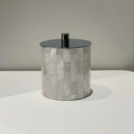 UMEONEVE Luxury White Mother Pearl Storage Jar with Silver Metal Lid Shell Jewelry Box Cotton Swab Container Coffee Table Decorative Ornament