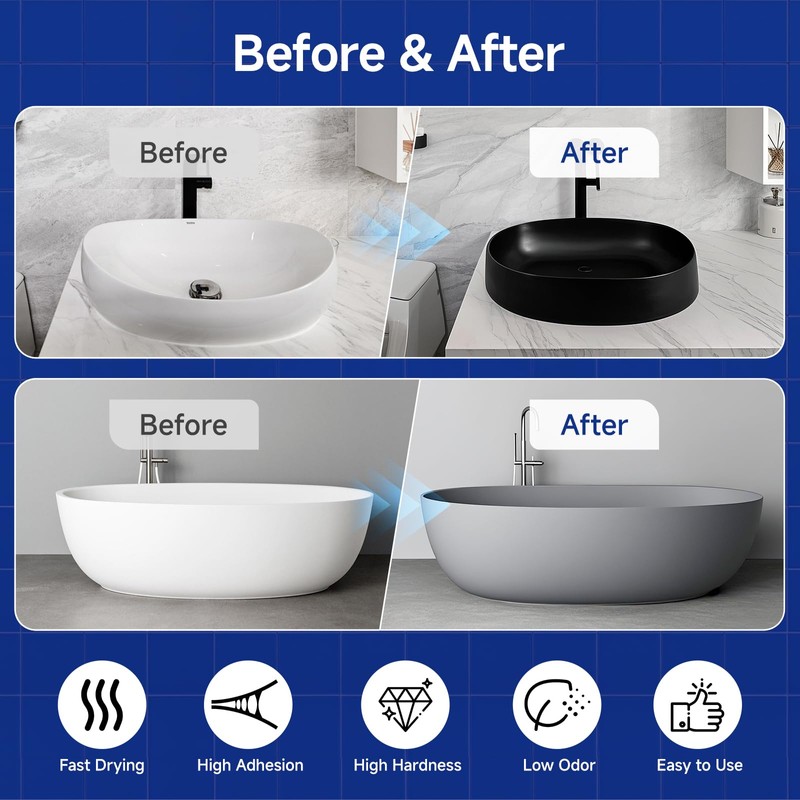 Mollor Tub and Tile Refinishing Kit with Tools, 35oz White