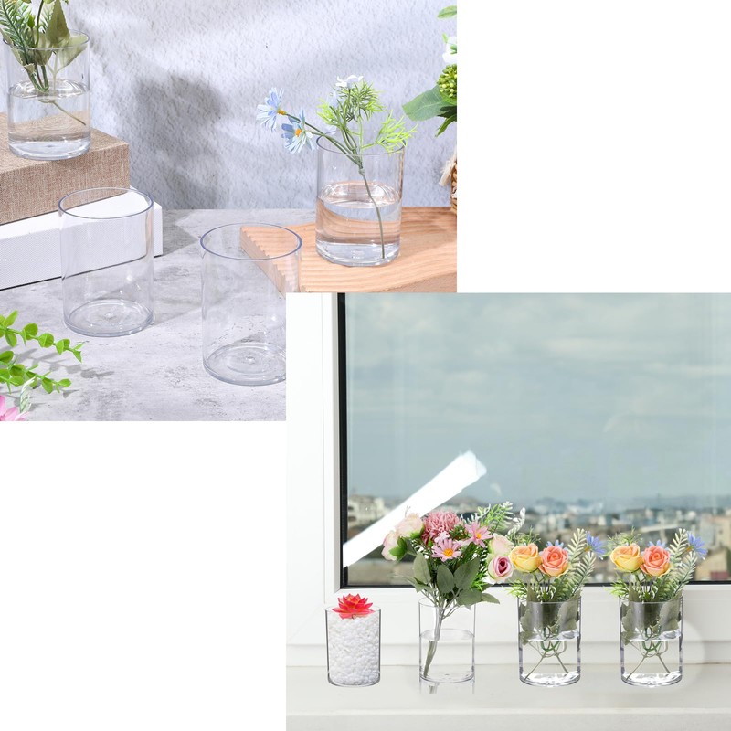 20 Pcs Plastic Cylinder Vase 3.93inch Bulk for Flowers Centerpieces,