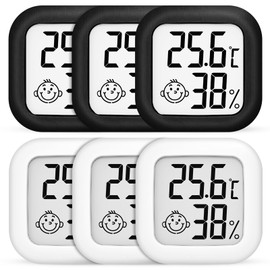 Thermometer Hygrometer Indoor Pack of 6 Mini Digital Thermometer Hygrometer, Temperature and Humidity Meter, Room Thermometer, Digital Temperature Meter, Moisture Meter for Baby Room, Greenhouse