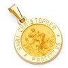 14k REAL Yellow Gold Hollow Religious Saint Christopher Charm Pendant