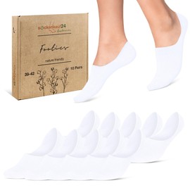 10 Pairs of Women's Men's Invisible Trainer Socks Breathable Cotton, White