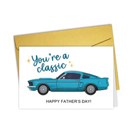 Nchigedy Retro Car Fathers Day Card for Him, Funny Father's Day Card for Husband Dad Grandpa, You're a Classic