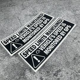 Warning Car Stickers Vehicle Speed is Monitored by GPS Speed Limits Decal Automobile Window Tail Triangle Appliques (2, 25x8.3cm)