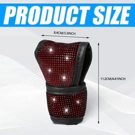 PACLVIO Bling Bling Auto Gear Shift Knob Cover, Auto Shift Gear Cover with Crystal Glitter Bling Rhinestones, Car Knob Gear Stick Protector, Universal Vehicle Decoration Accessories for Women (Red)
