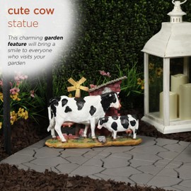 Alpine Corporation GDS188 Polyresin Cow and Calf Statue Decor, Stylish Statuary Decor for Garden, Patio, and Lawn, 11" H, Multicolor