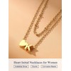 Suplight Gold Heart Initial Necklaces for Women Stainless Steel J