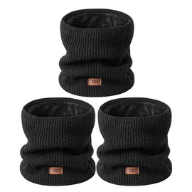 MSDC Neck Warmer Men 3 Pack,Snood for Women Thermal Thick Warm Fleece Lined Cold Weather,Neck Gaiters for Men Ski Face Mask Cover（Black*3