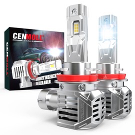 CENMOLL H11 LED Headlight Bulb, 120W 24000LM 6000K Cool White 600% Brightness H8 H9 H11 Headlight Bulb Canbus Error Free All-in-One Wireless Design Xenon Halogen Replacement Conversion Kit,Pack of 2